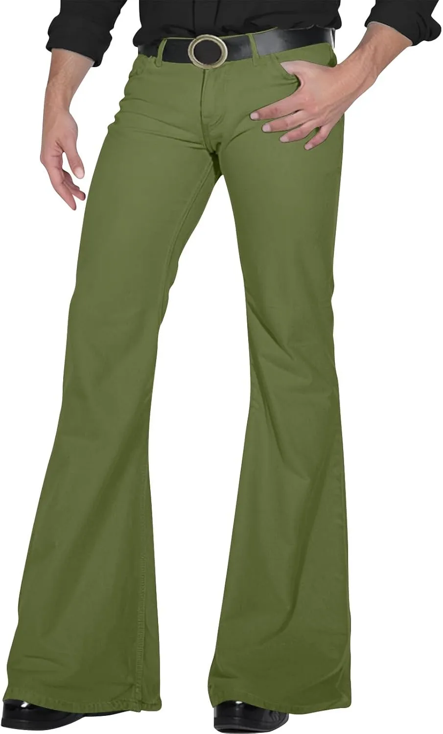 Mens Bell Bottoms Pants 70S Disco Jeans Pants Vintage Denim Pant Slim Fit Flared Pant Stretch Twill Trousers