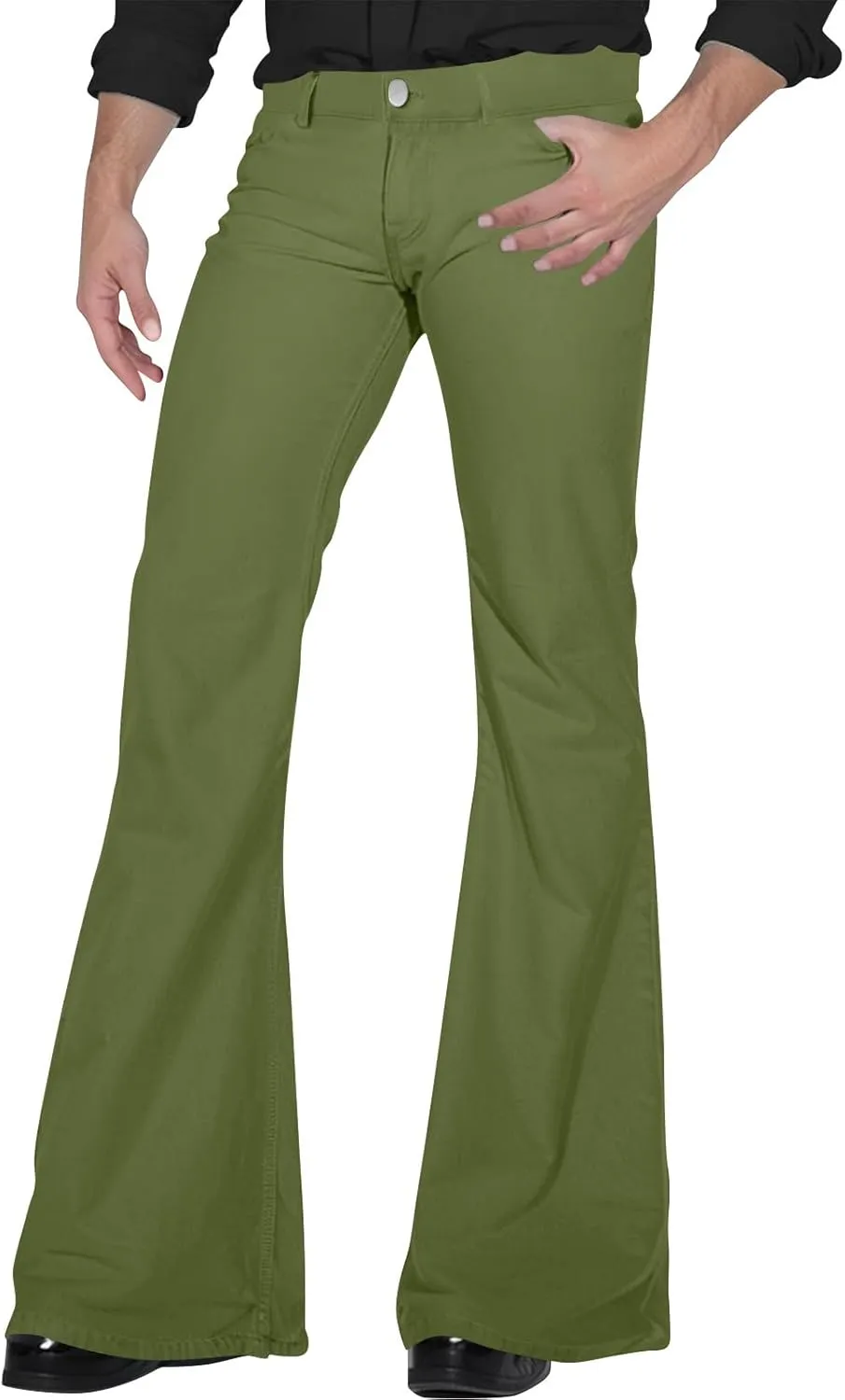 Mens Bell Bottoms Pants 70S Disco Jeans Pants Vintage Denim Pant Slim Fit Flared Pant Stretch Twill Trousers