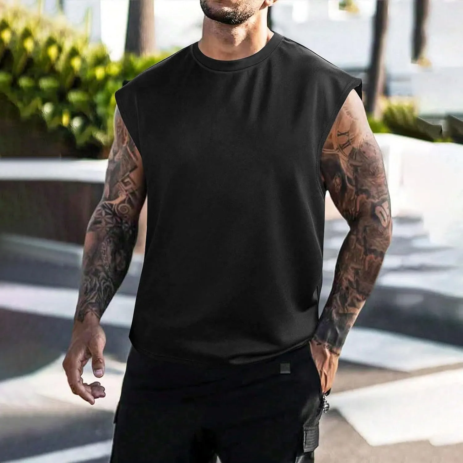 Mens Mesh Tops Lightweight Breathable Summer Workout Tank Tops Quick Dry Active Gym Shirts