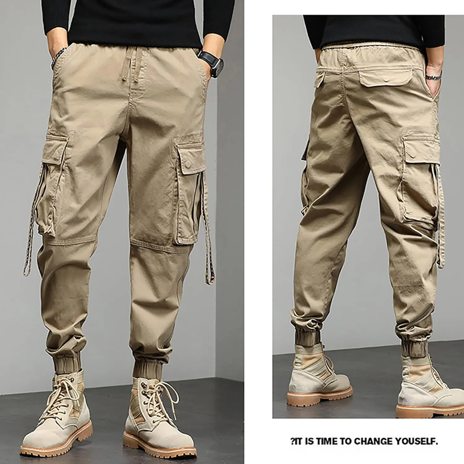 Mens Sweatpants with Pockets Big and Tall Casual Rope Loose Heavyweight Fit Cargo for Men Loose Sports Trousers Pants