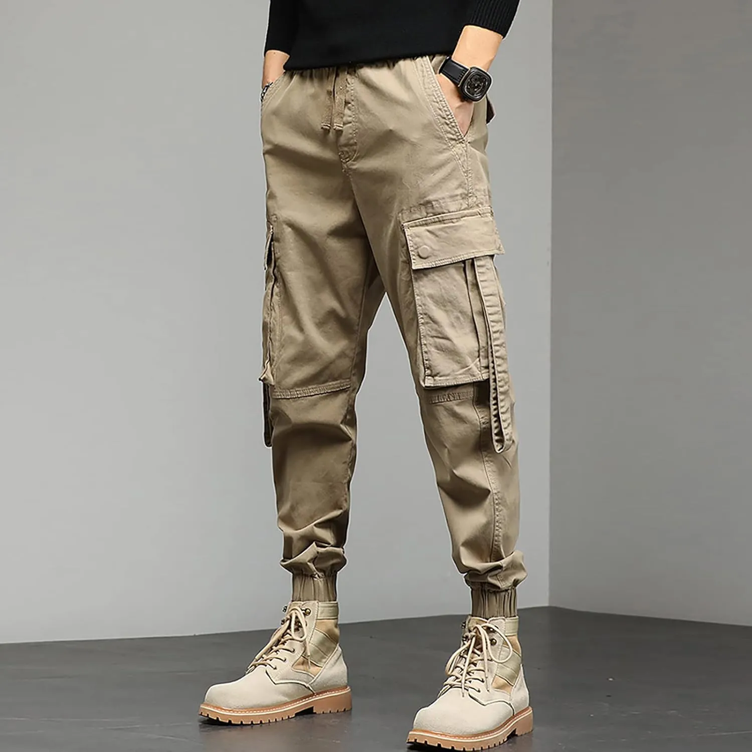 Mens Sweatpants with Pockets Big and Tall Casual Rope Loose Heavyweight Fit Cargo for Men Loose Sports Trousers Pants