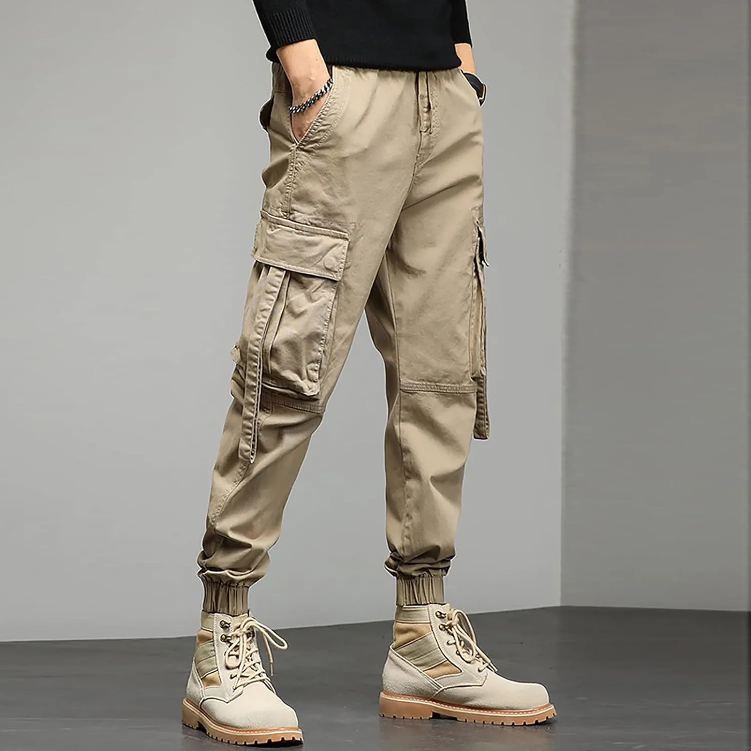 Mens Sweatpants with Pockets Big and Tall Casual Rope Loose Heavyweight Fit Cargo for Men Loose Sports Trousers Pants