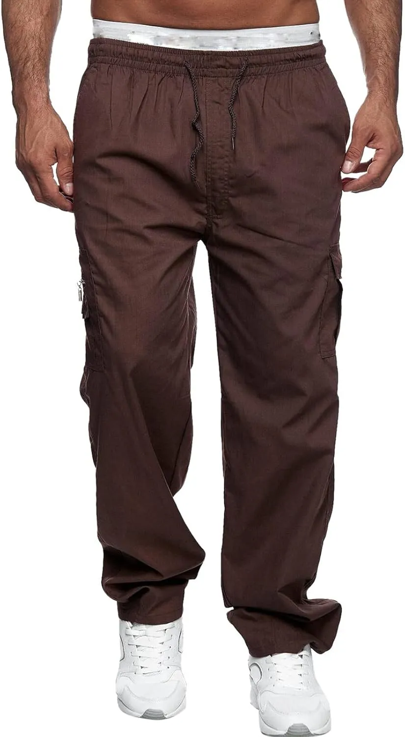Mens Sweatpants with Pockets Big and Tall Fleece Cargo Sweatpants Stretch Elastic Running Athletic Sports Pants Casual