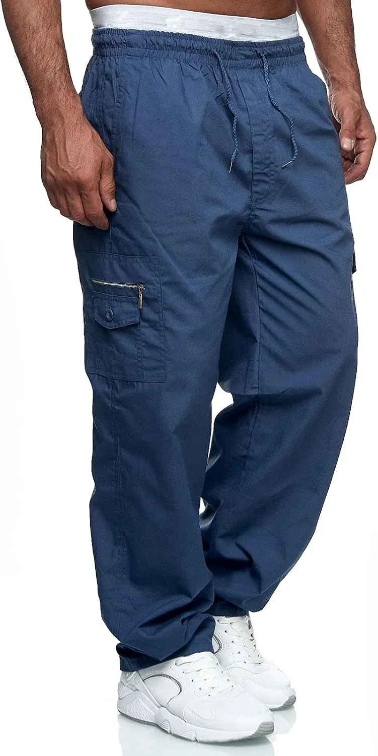 Mens Sweatpants with Pockets Big and Tall Fleece Cargo Sweatpants Stretch Elastic Running Athletic Sports Pants Casual