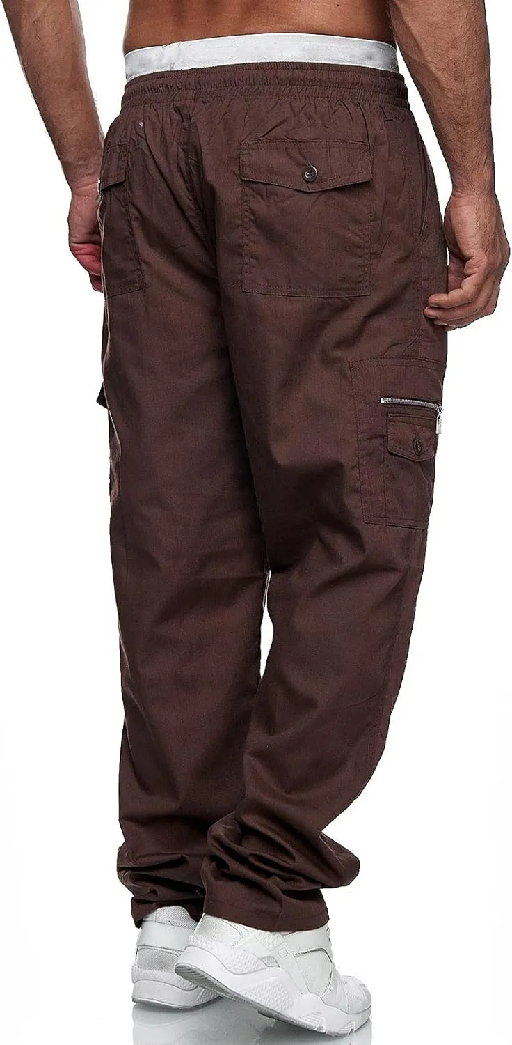 Mens Sweatpants with Pockets Big and Tall Fleece Cargo Sweatpants Stretch Elastic Running Athletic Sports Pants Casual