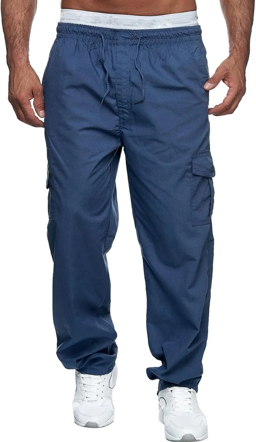 Mens Sweatpants with Pockets Big and Tall Fleece Cargo Sweatpants Stretch Elastic Running Athletic Sports Pants Casual
