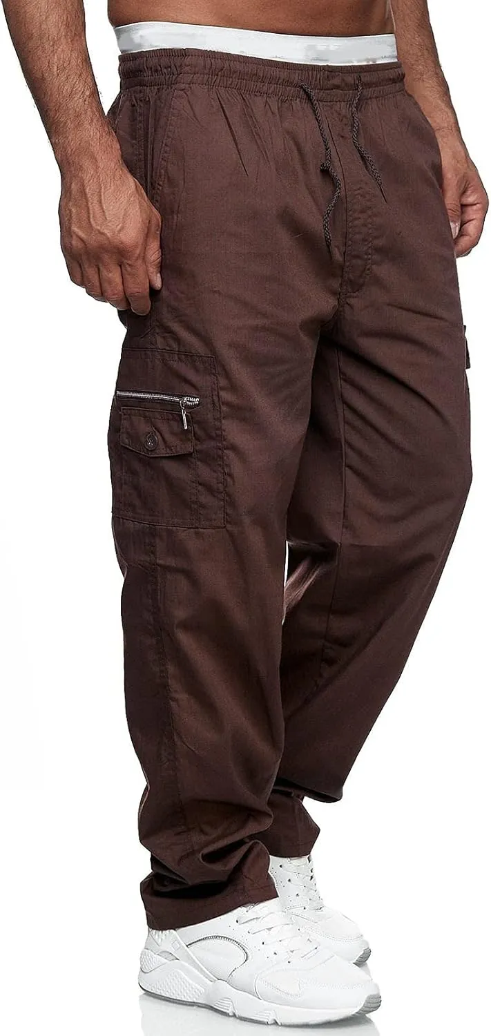 Mens Sweatpants with Pockets Big and Tall Fleece Cargo Sweatpants Stretch Elastic Running Athletic Sports Pants Casual
