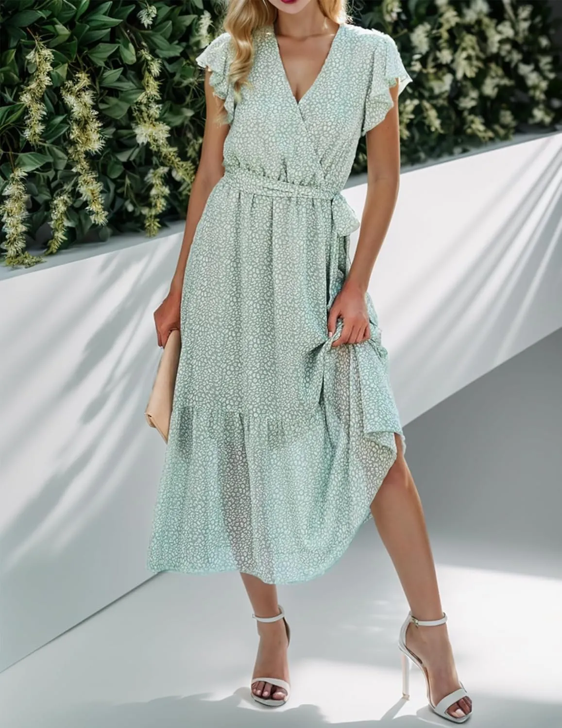 Midi Dresses for Women Loose Casual Semi Formal Dresses Bohemian Floral Hawaiian Dresses