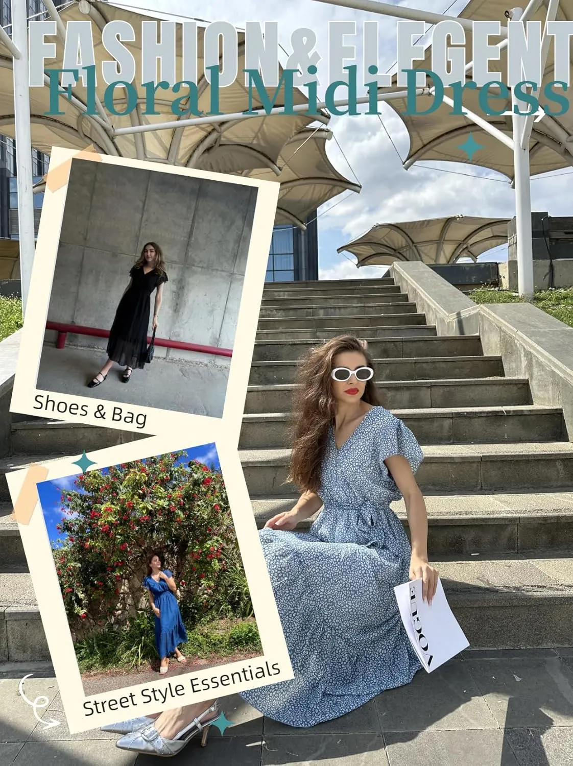 Midi Dresses for Women Loose Casual Semi Formal Dresses Bohemian Floral Hawaiian Dresses