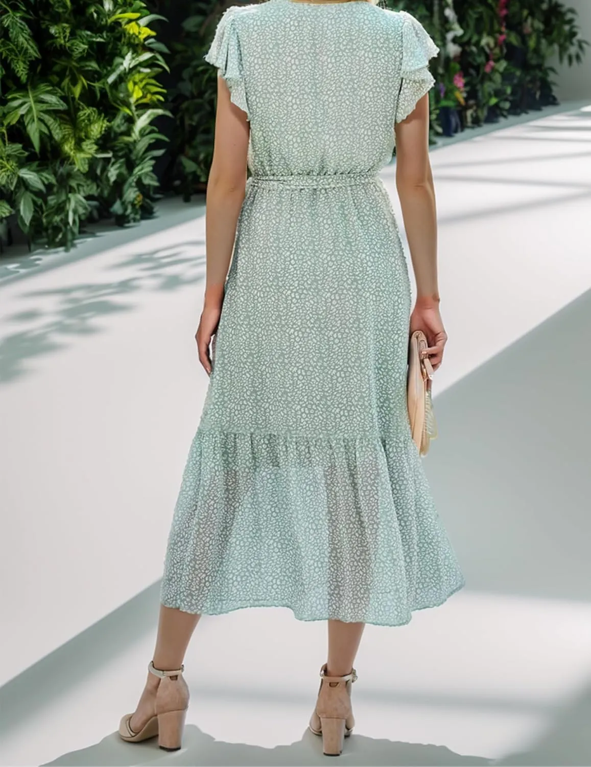 Midi Dresses for Women Loose Casual Semi Formal Dresses Bohemian Floral Hawaiian Dresses