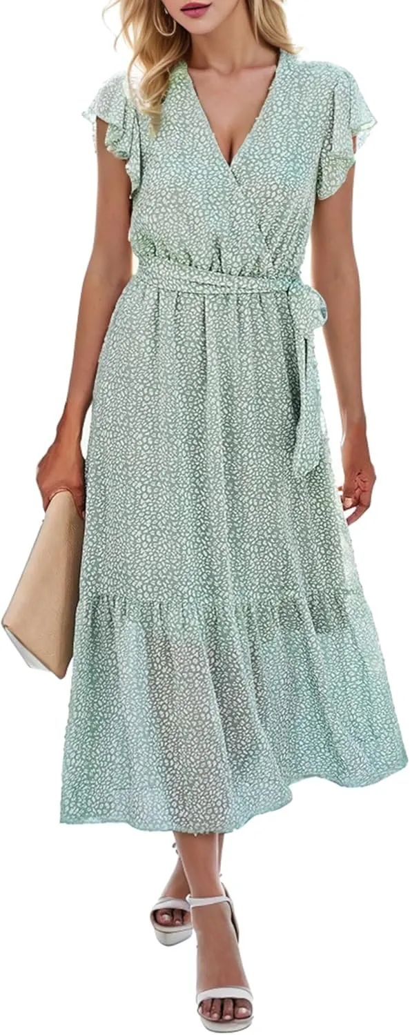 Midi Dresses for Women Loose Casual Semi Formal Dresses Bohemian Floral Hawaiian Dresses