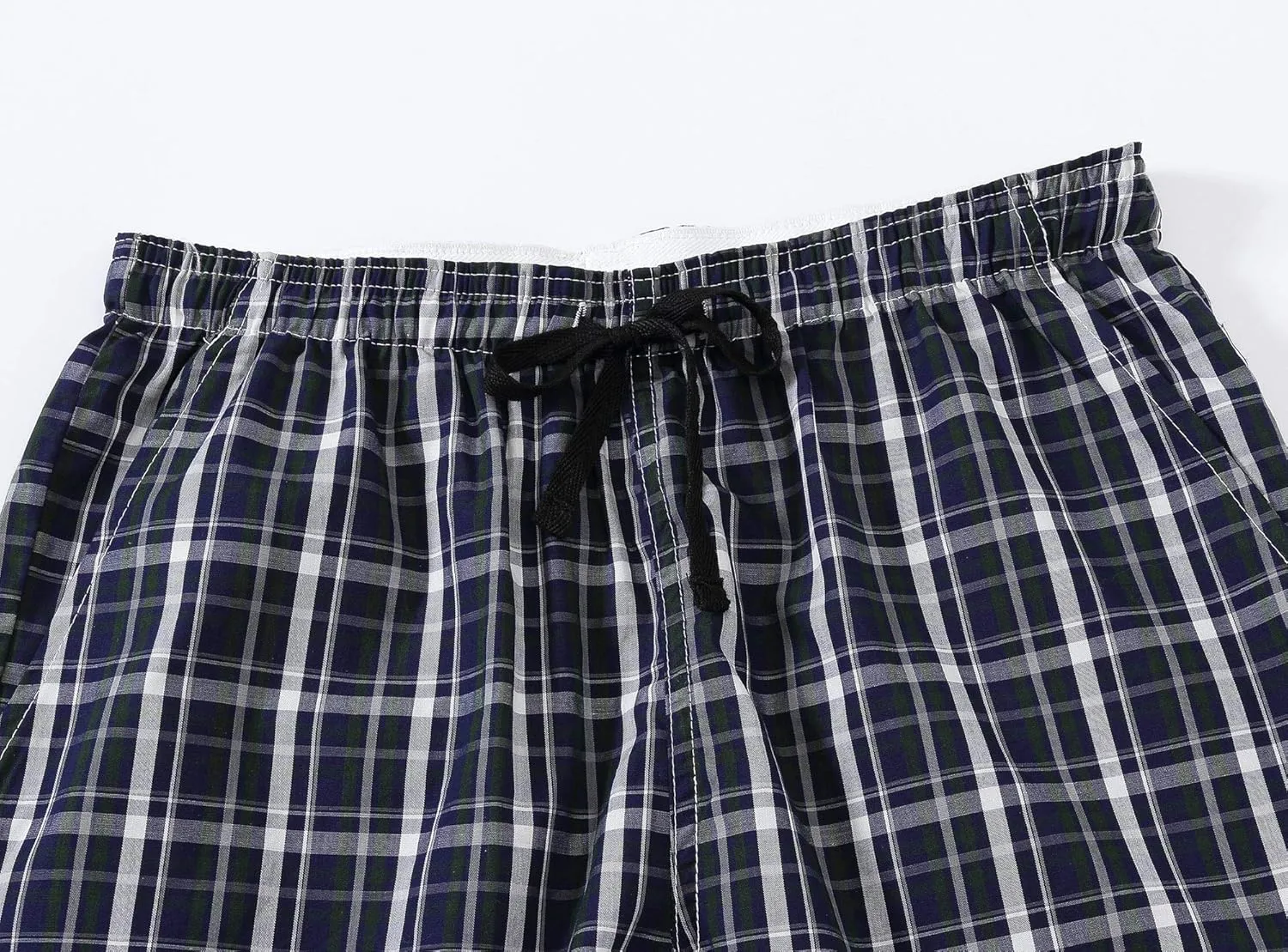 MoFiz Mens Cotton Pajama Pants Lightweight Lounge Sleep Plaid Bottoms with Pockets Drawstring