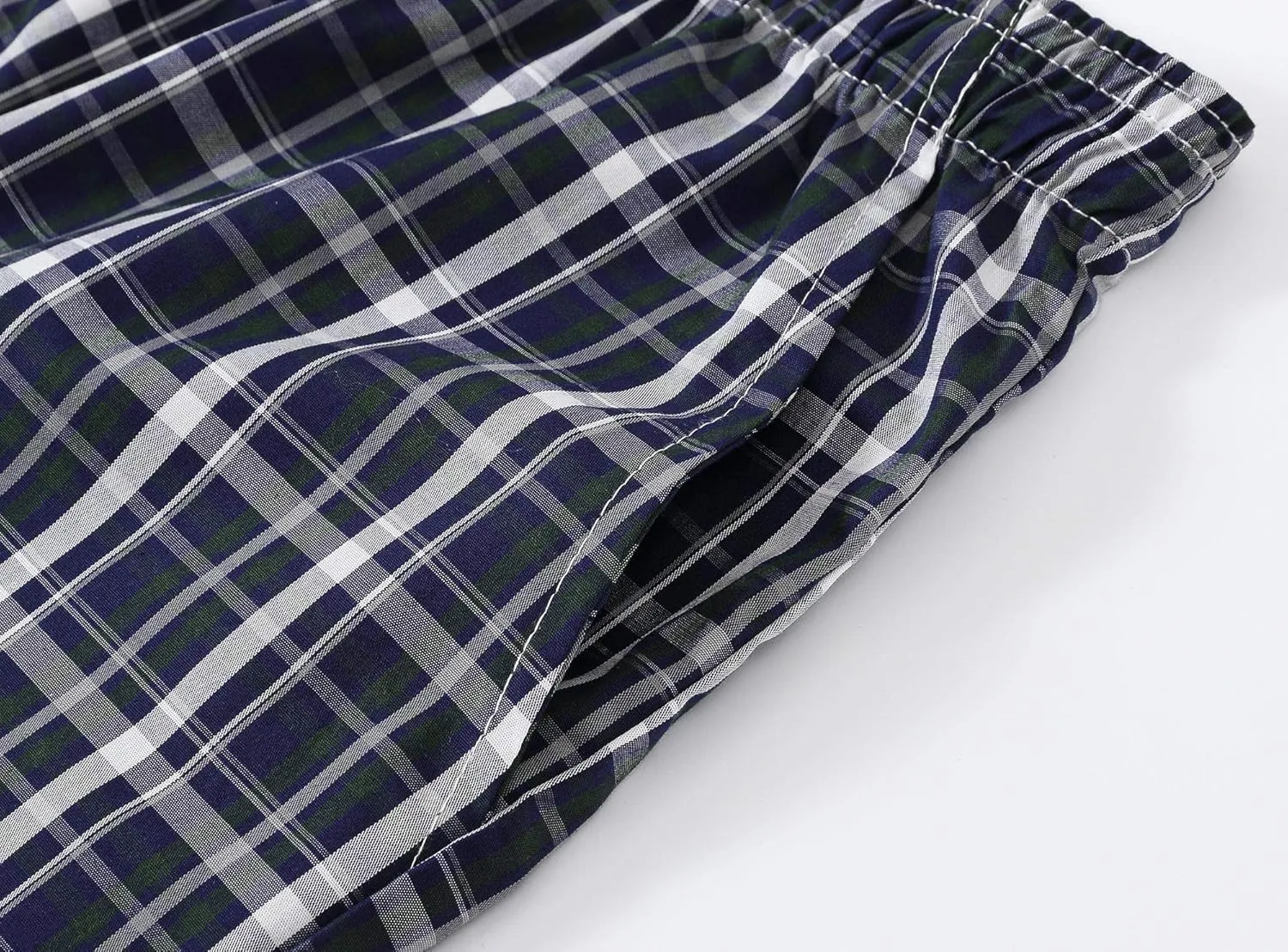 MoFiz Mens Cotton Pajama Pants Lightweight Lounge Sleep Plaid Bottoms with Pockets Drawstring