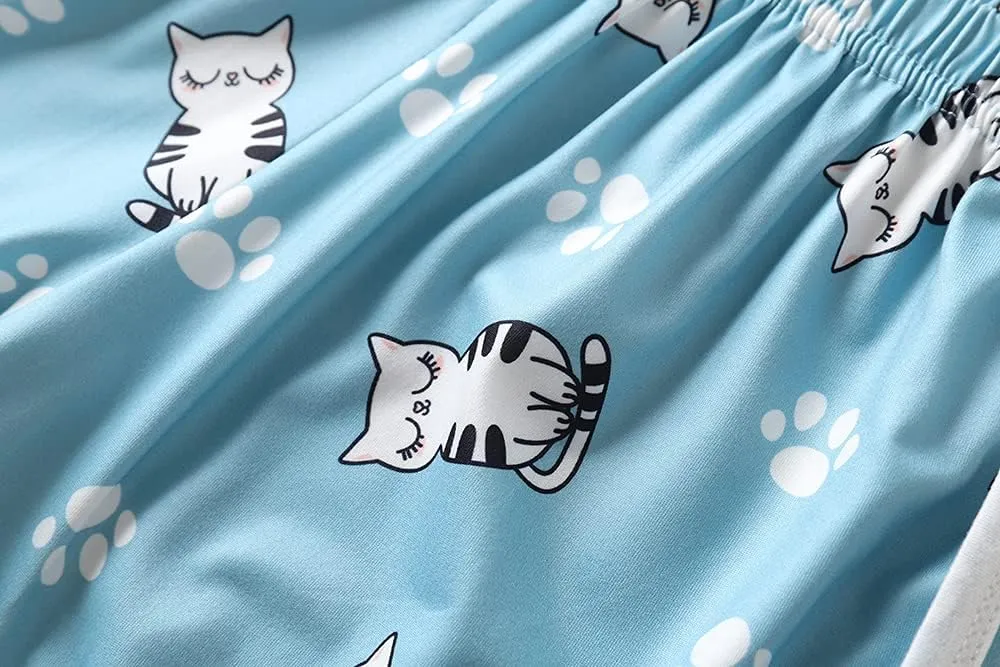 MyFav Big Girls Sleeveless Pajama Sets Cute Panda Polka Dot Sleepwear Loungewear
