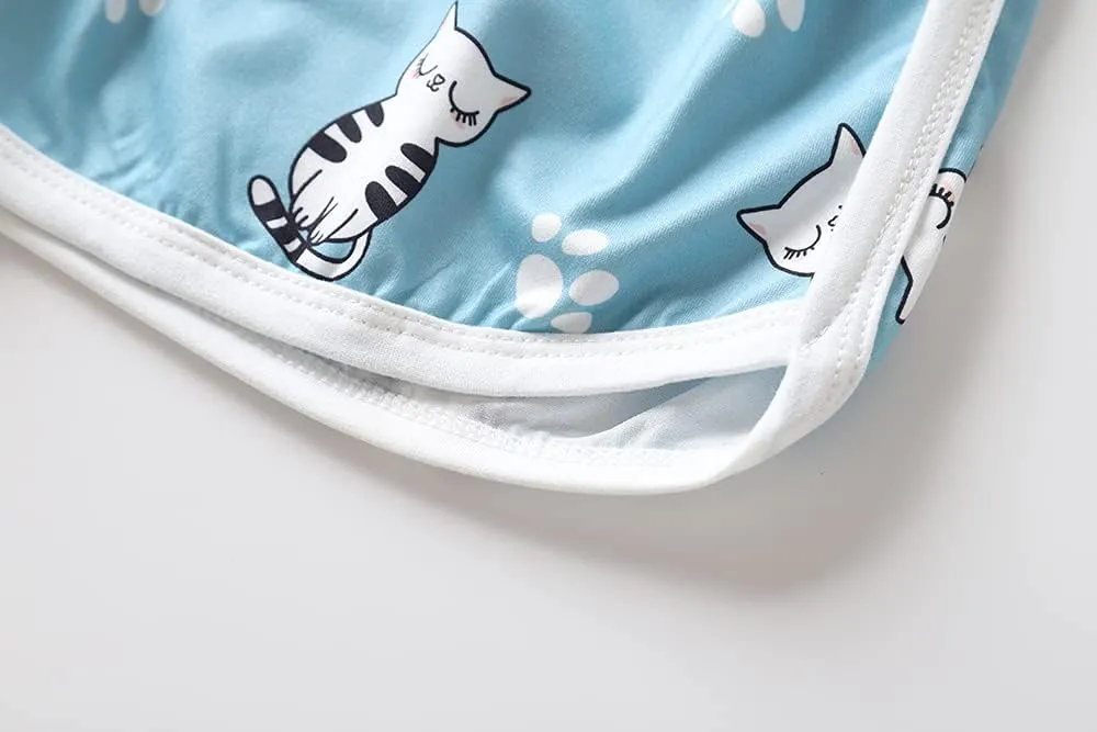 MyFav Big Girls Sleeveless Pajama Sets Cute Panda Polka Dot Sleepwear Loungewear
