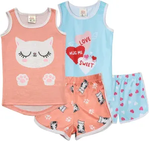 MyFav Big Girls Sleeveless Pajama Sets Cute Panda Polka Dot Sleepwear Loungewear