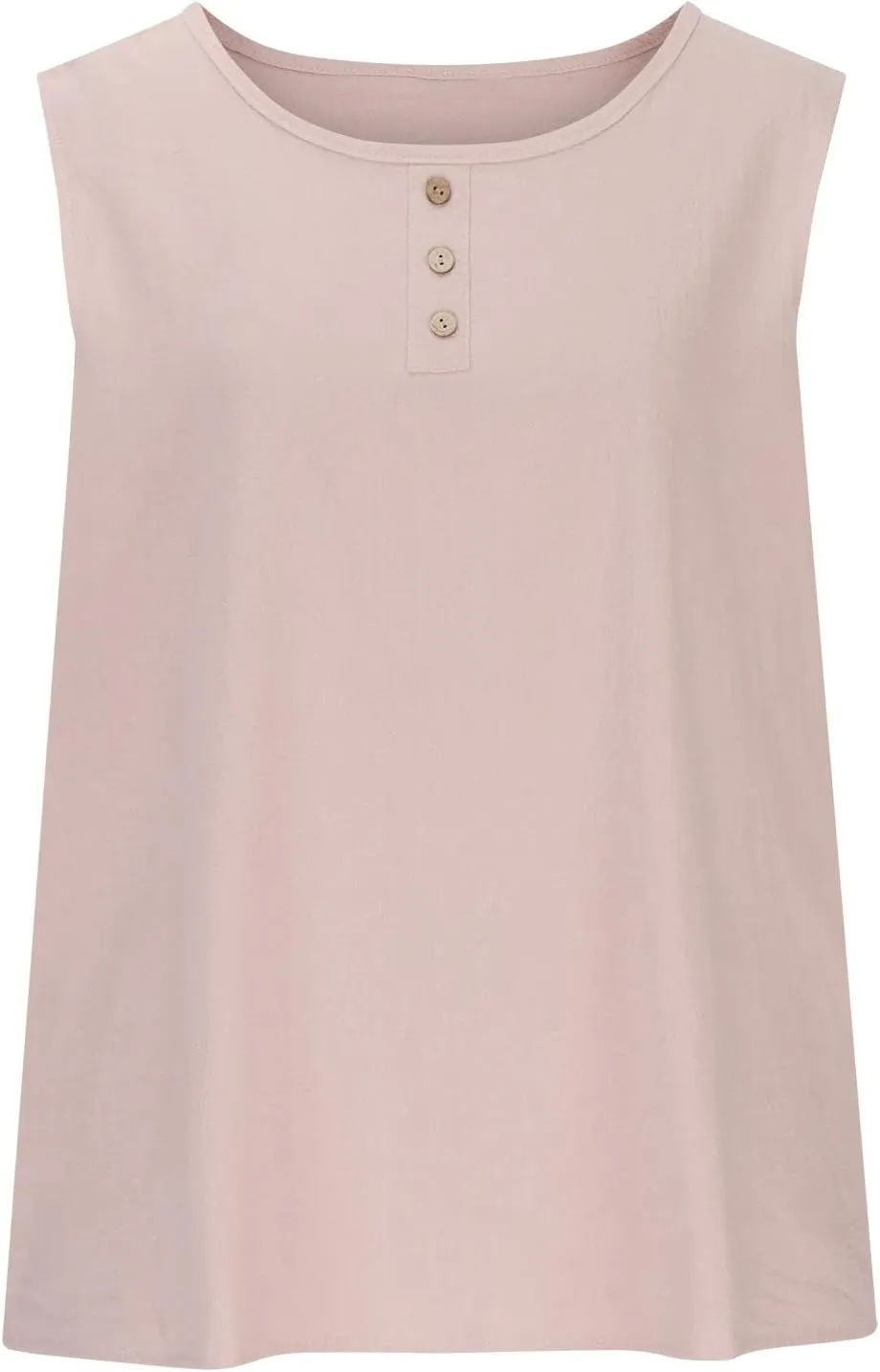 Mzkdieey Cotton Linen Tank Tops for Women Scoop Neck Button Down Henley Shirts Summer Casual Sleeveless Loose Fit T-Shirt