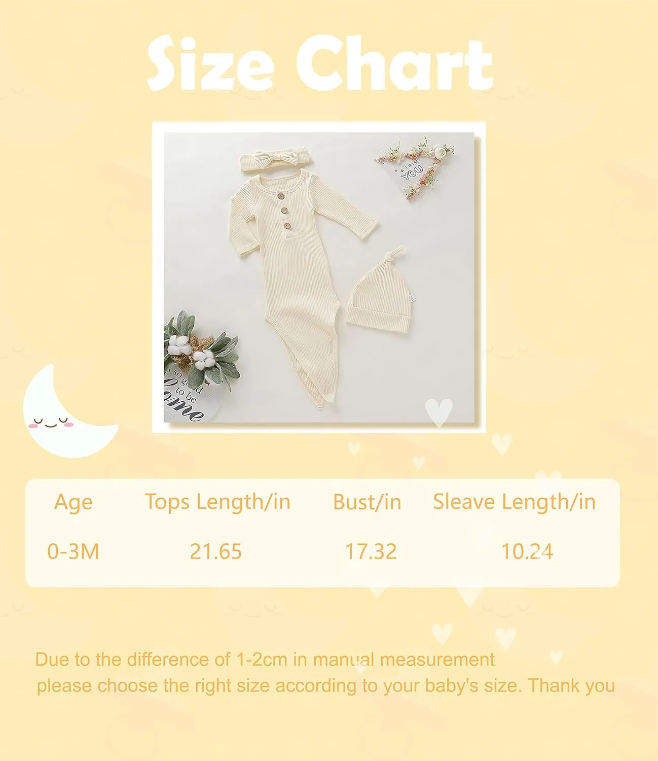 Newborn Cotton Nightgowns Neutral Baby Knotted Sleeper Baby Coming Home Outfit