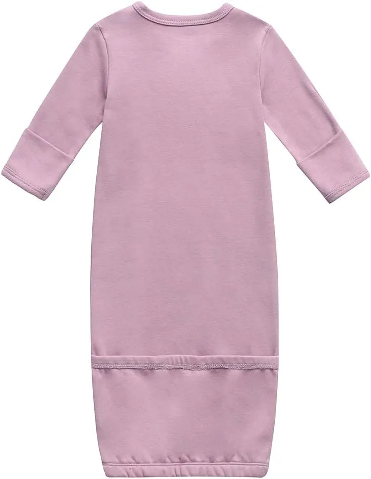 O2 BABY 100% Organic Cotton Kimono Gown with Mittens & Fold-Over Pouch