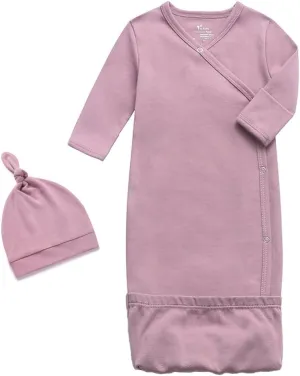 O2 BABY 100% Organic Cotton Kimono Gown with Mittens & Fold-Over Pouch