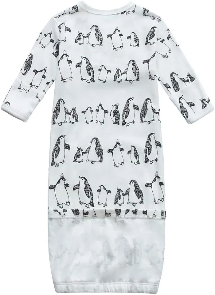 O2 BABY 100% Organic Cotton Kimono Gown with Mittens & Fold-Over Pouch