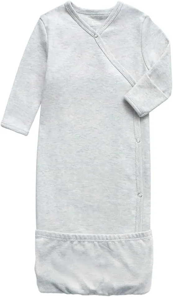 O2 BABY 100% Organic Cotton Kimono Gown with Mittens & Fold-Over Pouch