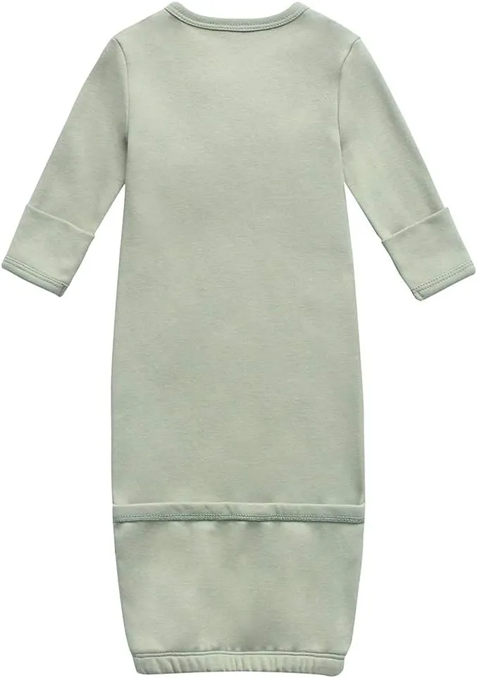 O2 BABY 100% Organic Cotton Kimono Gown with Mittens & Fold-Over Pouch