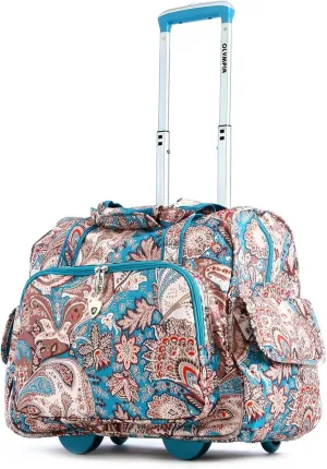 Olympia U.S.A. Deluxe Lightweight Rolling Overnighter Case Overnight Laptop Bag Weekender Travel Carry-On Suitcase Luggage with Wheels and Adjustable Push-Down Handle