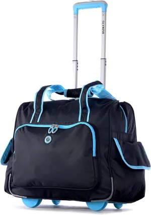 Olympia U.S.A. Deluxe Lightweight Rolling Overnighter Case Overnight Laptop Bag Weekender Travel Carry-On Suitcase Luggage with Wheels and Adjustable Push-Down Handle