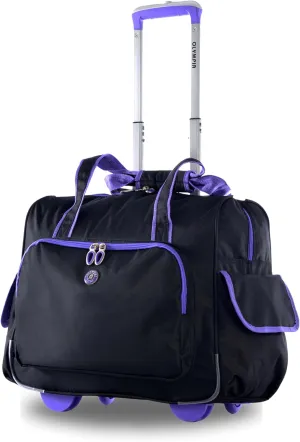 Olympia U.S.A. Deluxe Lightweight Rolling Overnighter Case Overnight Laptop Bag Weekender Travel Carry-On Suitcase Luggage with Wheels and Adjustable Push-Down Handle