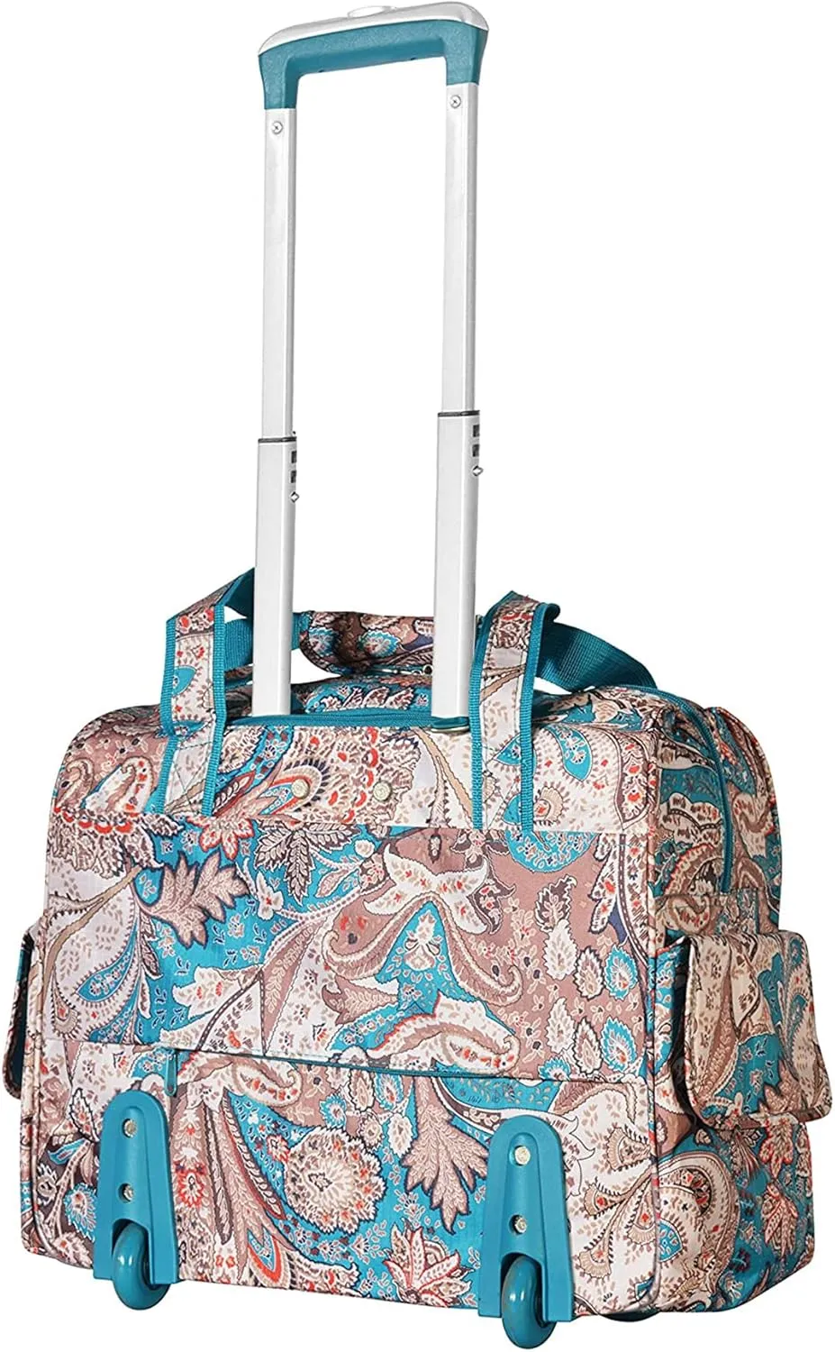 Olympia U.S.A. Deluxe Lightweight Rolling Overnighter Case Overnight Laptop Bag Weekender Travel Carry-On Suitcase Luggage with Wheels and Adjustable Push-Down Handle