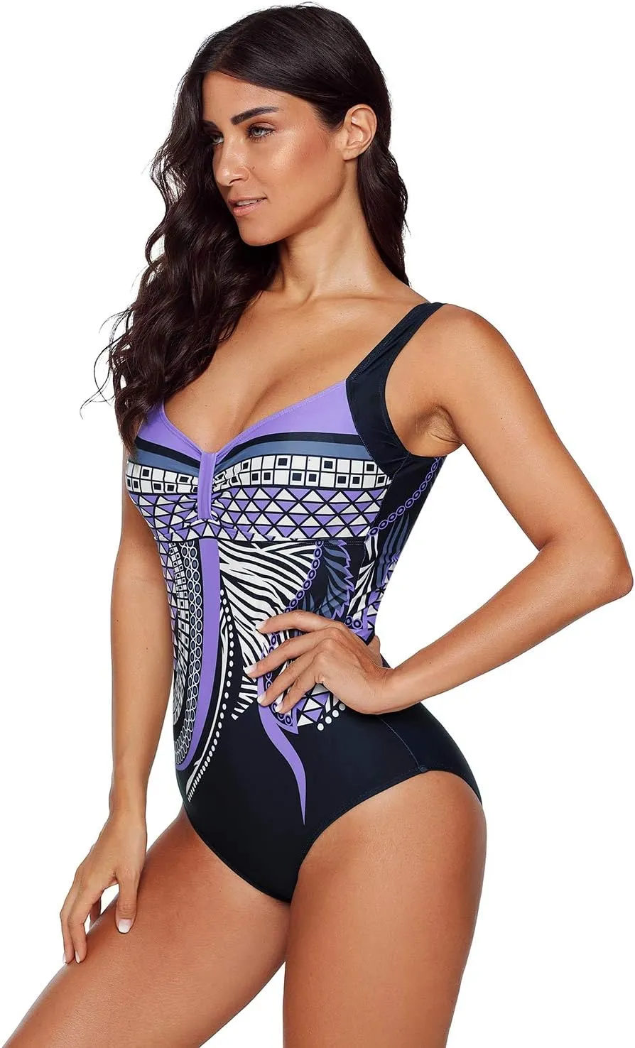One Piece Swimsuits Women Bathing Suit V Neck Swimwear Tummy Control Monokini Sexy Cross Backless Swimming Suits