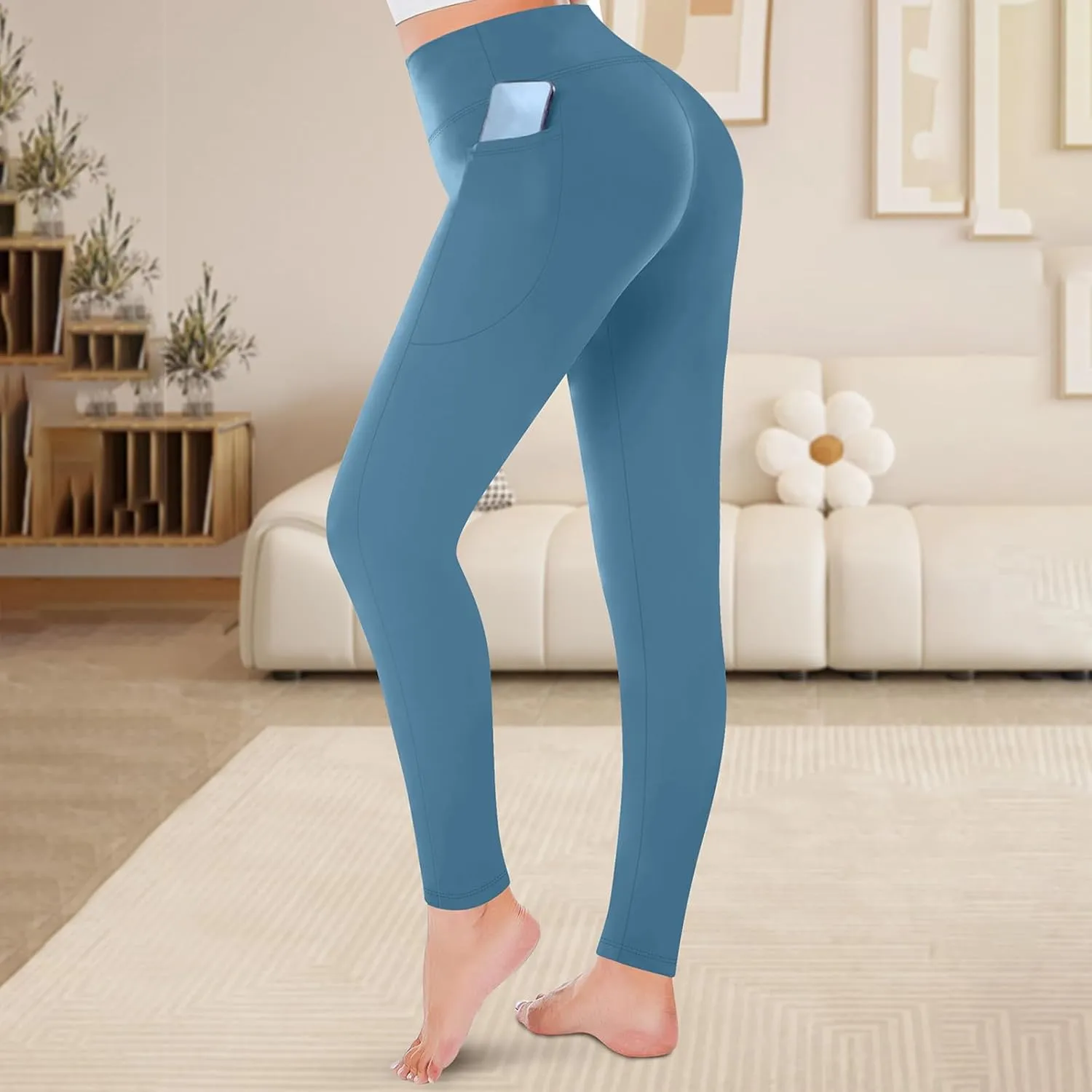 Oplxuo Women's Yoga Pants with Pockets High Waist Leggings for Women Tummy Control Workout Leggings Compression Leggings