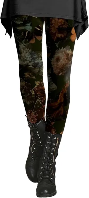 Patterned Cotton Leggings for Women Capri Soft Cotton Leggings High Waisted Women Compression Leggings
