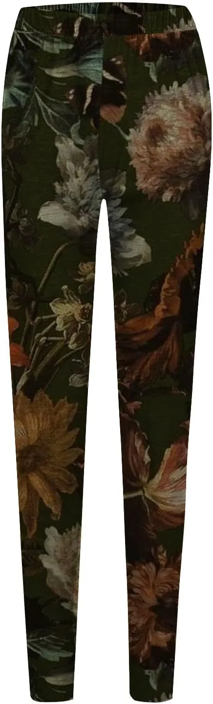 Patterned Cotton Leggings for Women Capri Soft Cotton Leggings High Waisted Women Compression Leggings