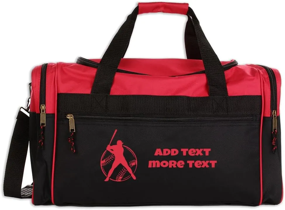 Personalized Sport Deluxe Duffel Bag With Custom Name & Text - Baseball