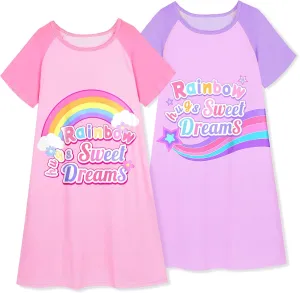 Play Tailor 2Pcs Girls Nightgowns Kids Pajamas Princess Nightgown Dress Sleepwear for Toddler Little Girls