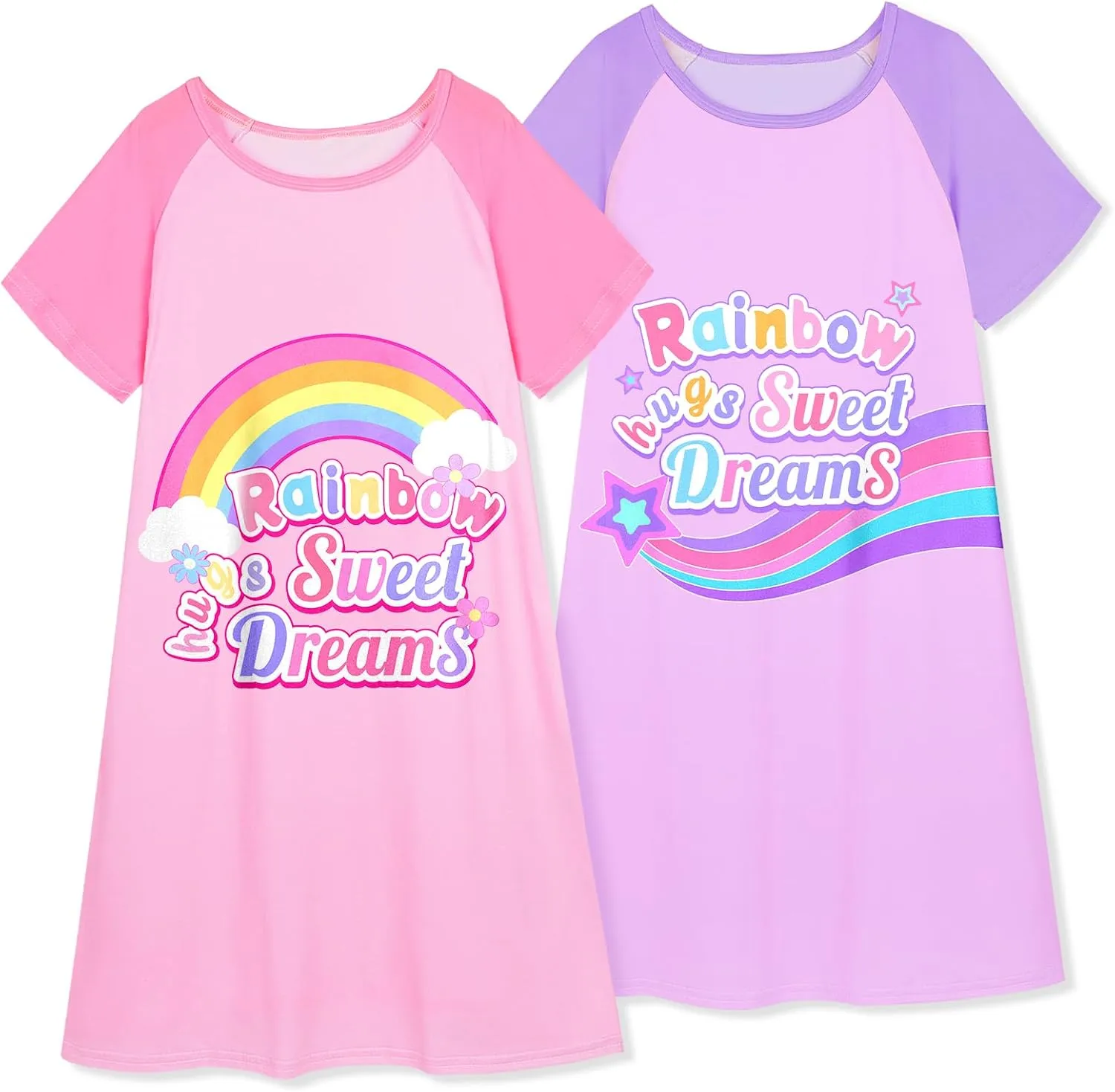 Play Tailor 2Pcs Girls Nightgowns Kids Pajamas Princess Nightgown Dress Sleepwear for Toddler Little Girls