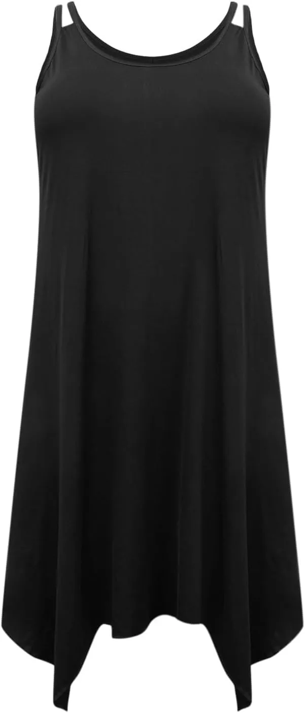 Plus Size Dress for Women Summer Casual Tank Dresses Irregular Hem Sleeveless Loose Fit Sleep Dress