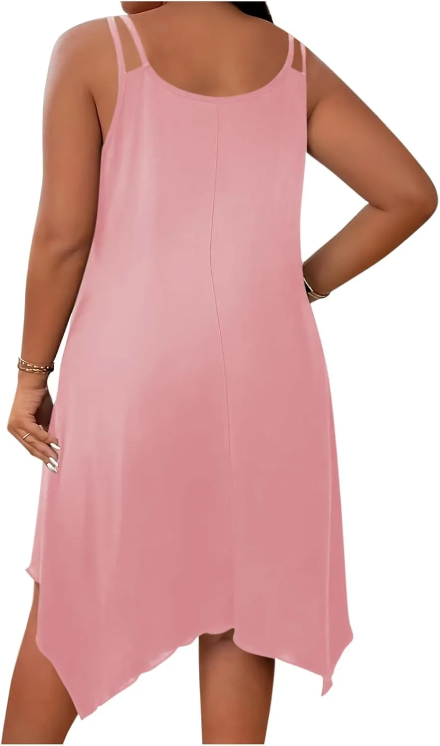 Plus Size Dress for Women Summer Casual Tank Dresses Irregular Hem Sleeveless Loose Fit Sleep Dress
