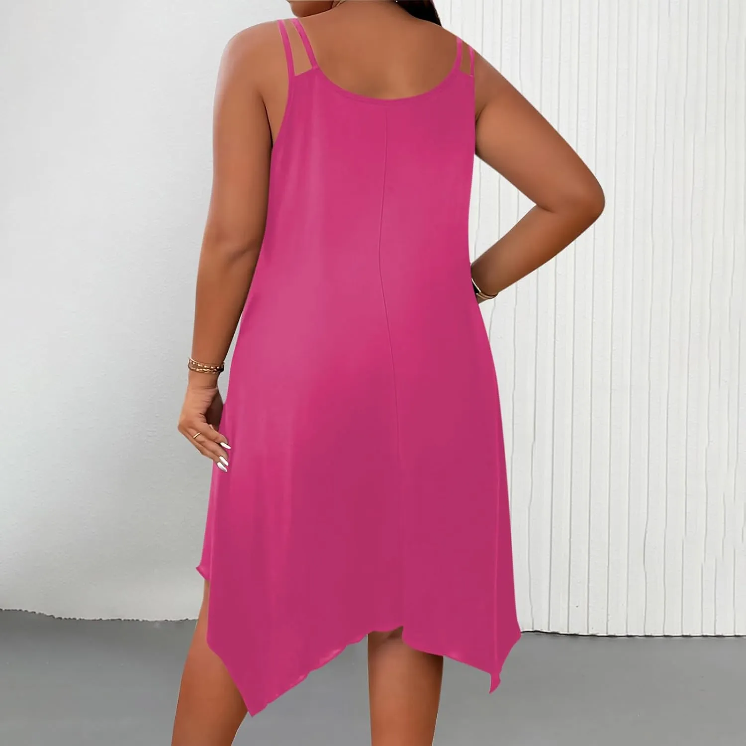 Plus Size Dress for Women Summer Casual Tank Dresses Irregular Hem Sleeveless Loose Fit Sleep Dress