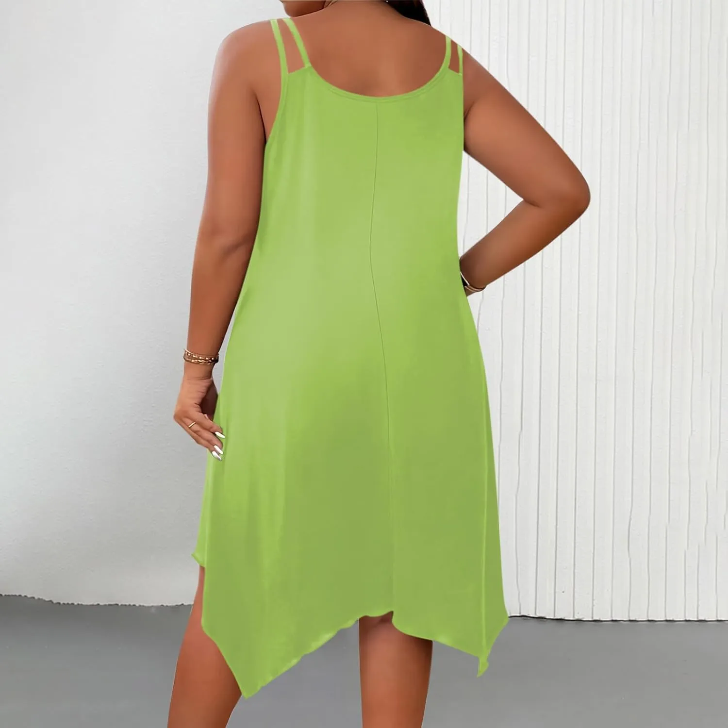 Plus Size Dress for Women Summer Casual Tank Dresses Irregular Hem Sleeveless Loose Fit Sleep Dress