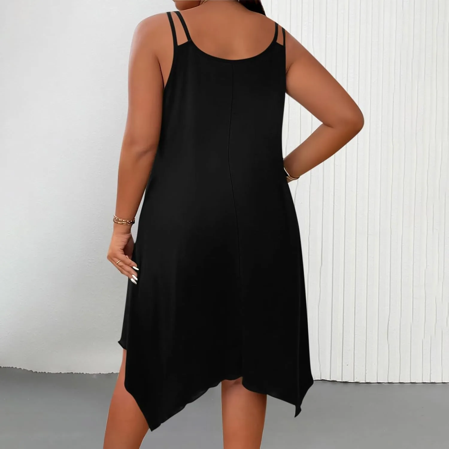 Plus Size Dress for Women Summer Casual Tank Dresses Irregular Hem Sleeveless Loose Fit Sleep Dress
