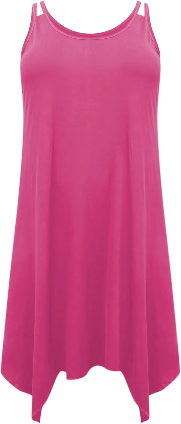 Plus Size Dress for Women Summer Casual Tank Dresses Irregular Hem Sleeveless Loose Fit Sleep Dress