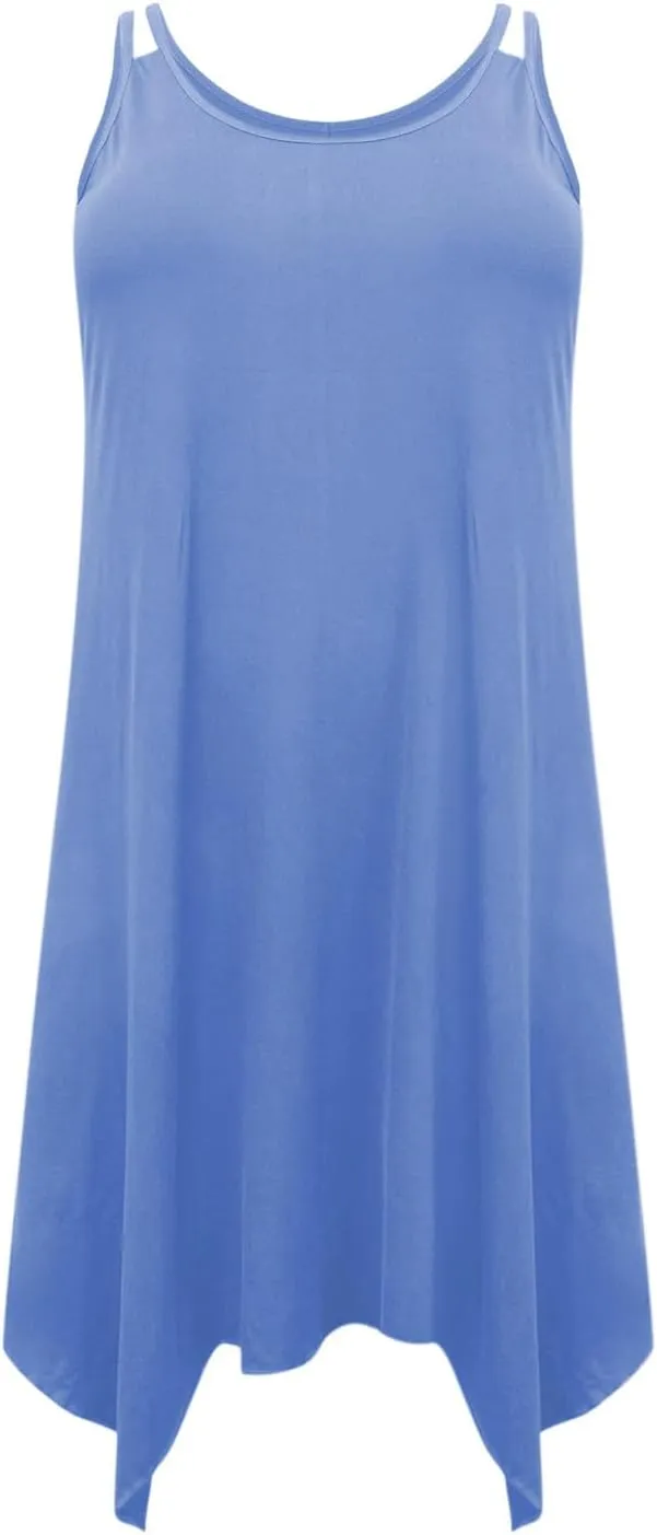 Plus Size Dress for Women Summer Casual Tank Dresses Irregular Hem Sleeveless Loose Fit Sleep Dress