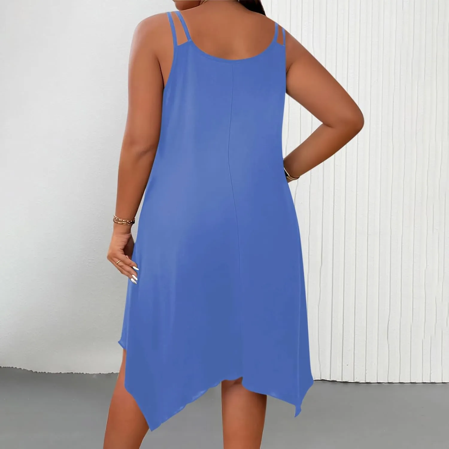 Plus Size Dress for Women Summer Casual Tank Dresses Irregular Hem Sleeveless Loose Fit Sleep Dress