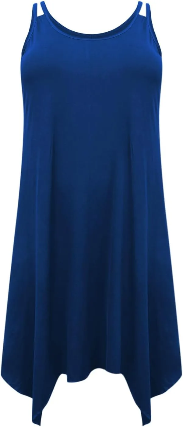 Plus Size Dress for Women Summer Casual Tank Dresses Irregular Hem Sleeveless Loose Fit Sleep Dress