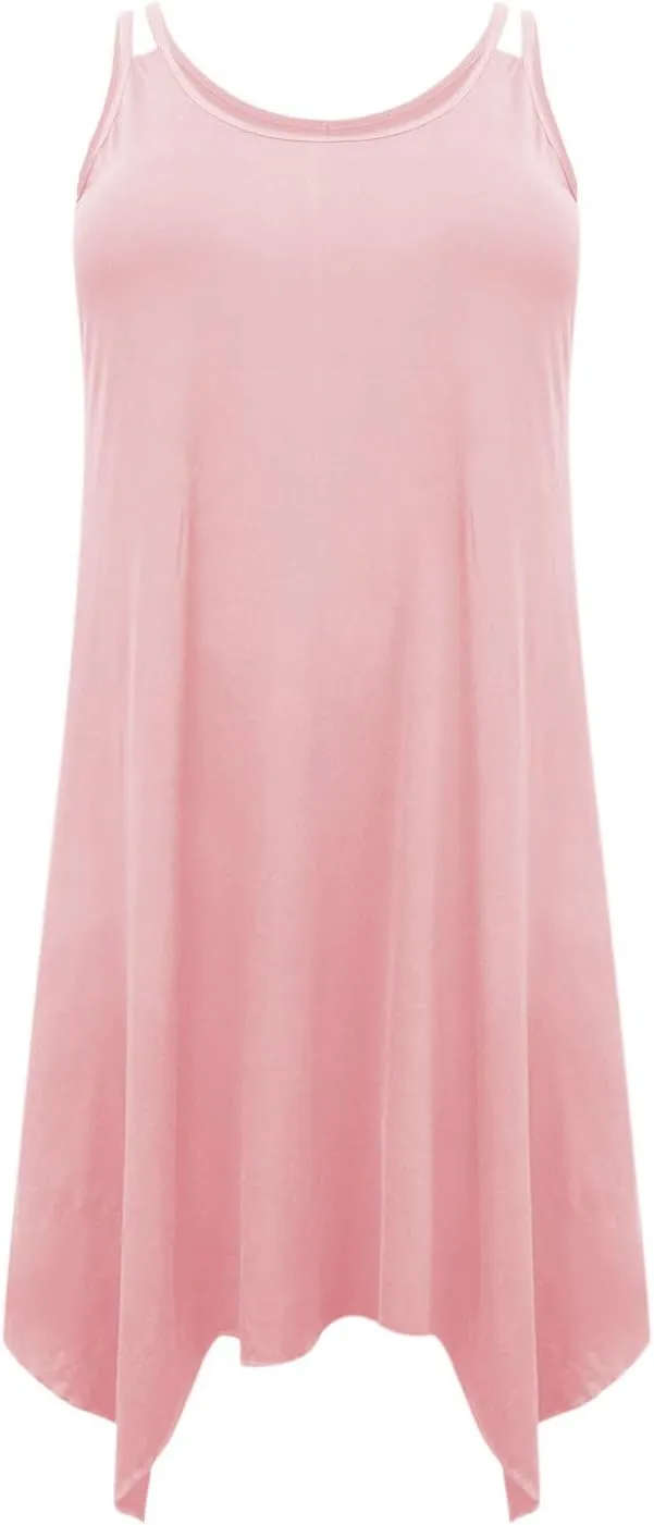 Plus Size Dress for Women Summer Casual Tank Dresses Irregular Hem Sleeveless Loose Fit Sleep Dress