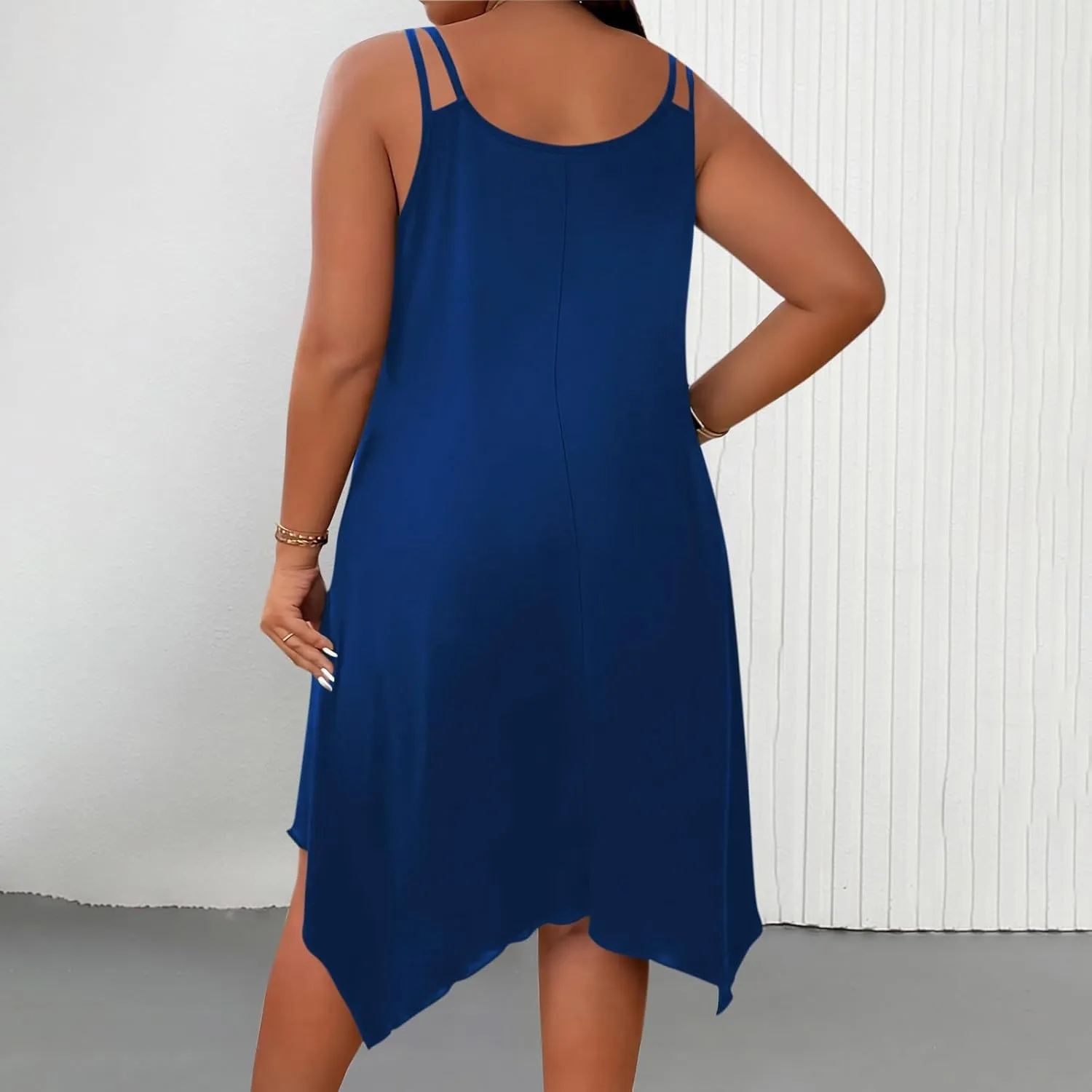 Plus Size Dress for Women Summer Casual Tank Dresses Irregular Hem Sleeveless Loose Fit Sleep Dress