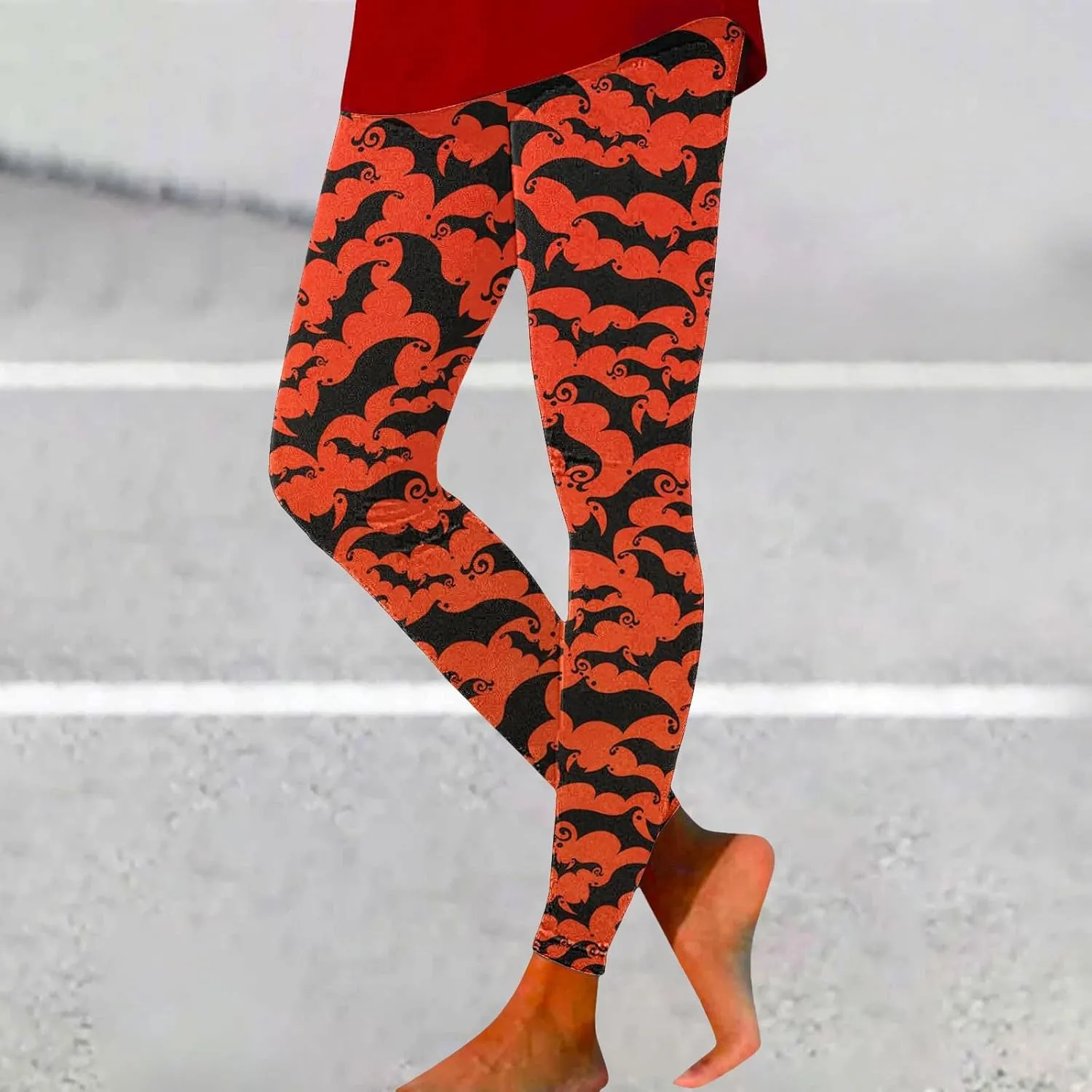 Print Stretchy Leggings Pumpkin Print Printed Sports Yoga Pants Leggings Seasonal Printed Leggings Halloween